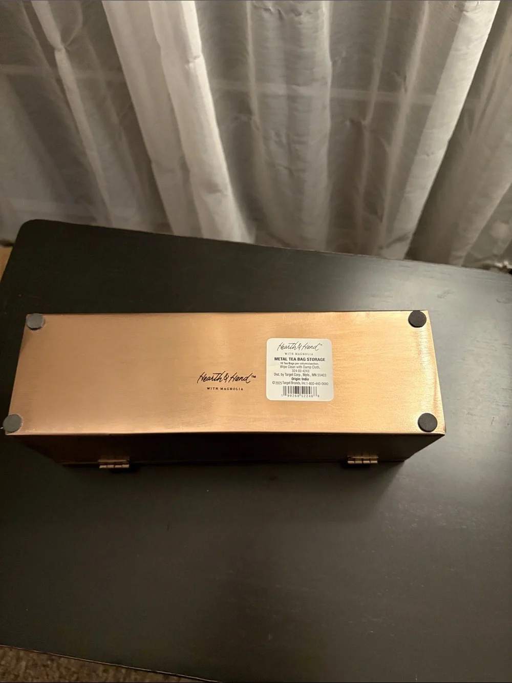 Metallic Copper Jewelry/Accessory Box with Gold Clasp Hearth and Hand